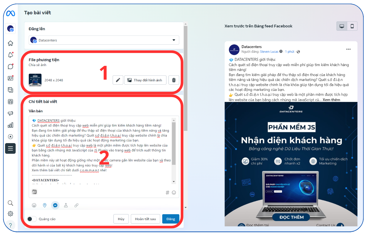 Nội dung chính khi tạo bài viết