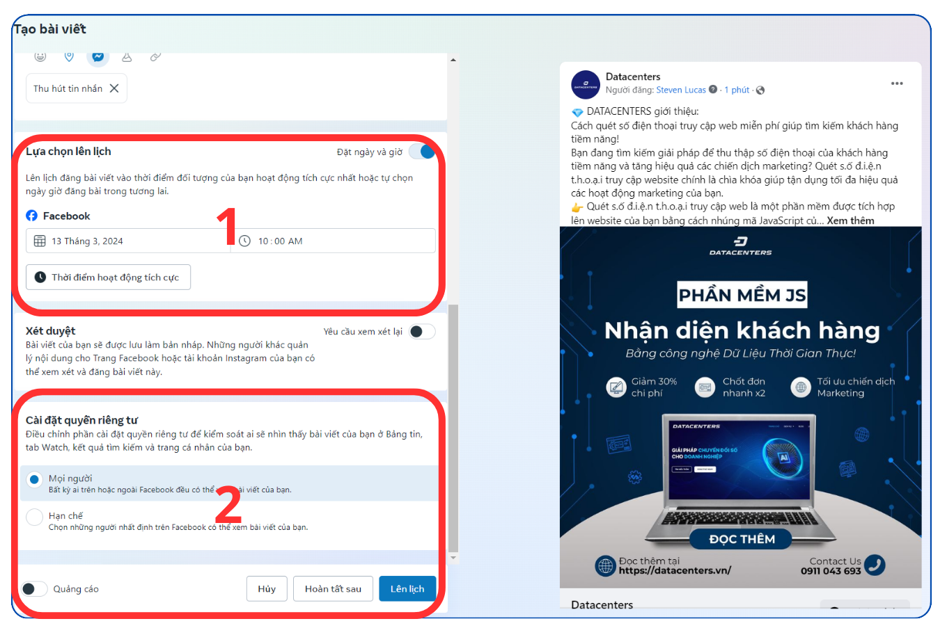 Đặt thời gian đăng bài