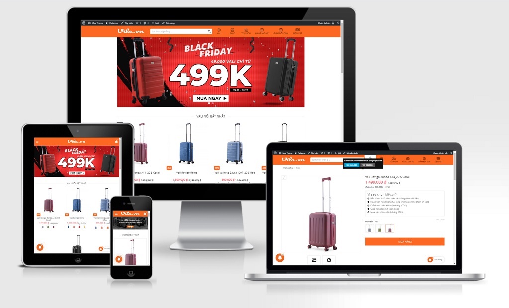 Theme Wordpress bán vali, ba lô giống Mia.vn
