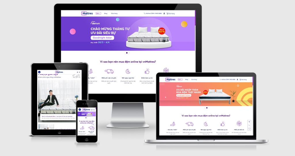 Theme wordpress bán nệm mẫu số 4 - vnMattres