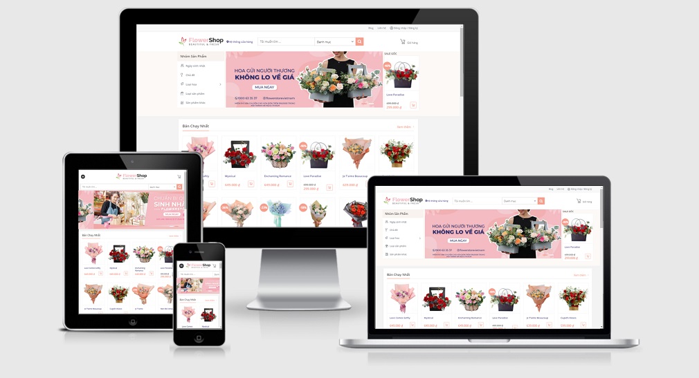 Theme Wordpress shop bán hoa tươi mẫu số 5