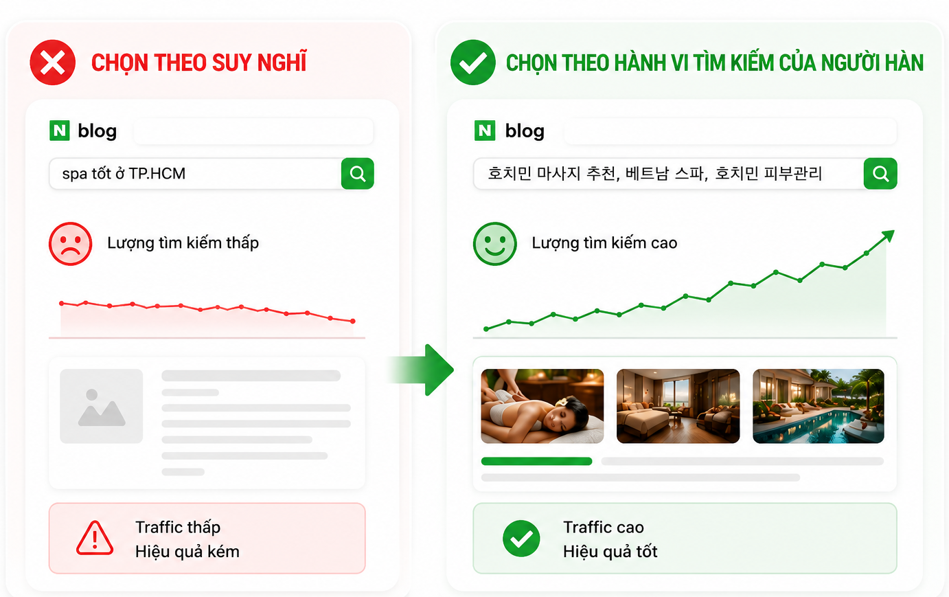 Chọn sai từ khóa ngay từ đầu khiến bài review naver blog không lên top